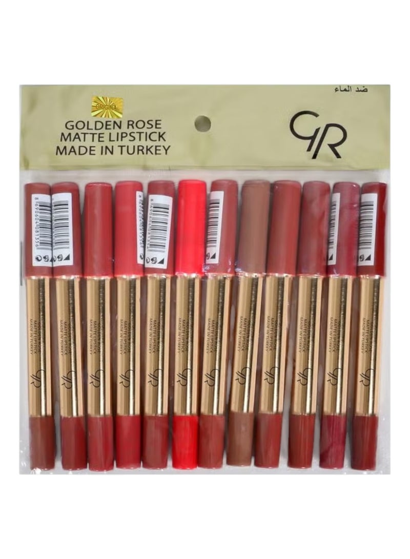 Golden Rose Matte Lipstick Pencils Set Original 12 Color - Image 1